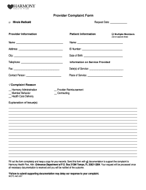 Illinois Medicaid Provider Complaint Form