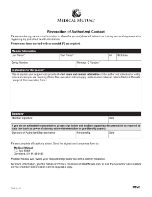 Health Information Authorization Revocation Form