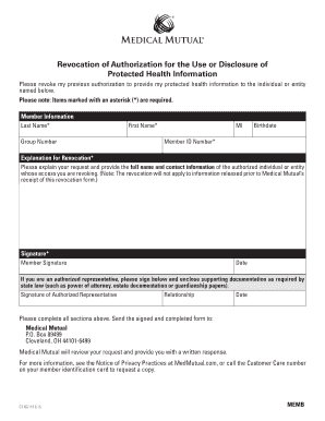 Revocation of Authorization for Health Information