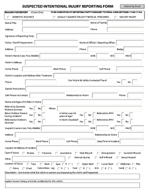 Suspected Intentional Injury Reporting Form