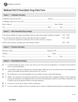 Medicare Part D Prescription Drug Claim Form