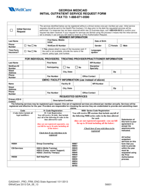 Georgia Medicaid Initial Outpatient Service Request Form