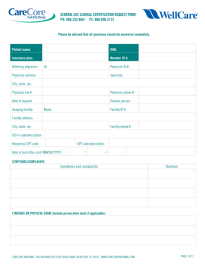 General Use Clinical Certification Request Form