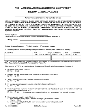 Fiduciary Liability Application