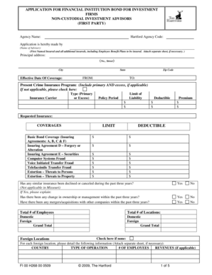 Financial Institution Bond Application