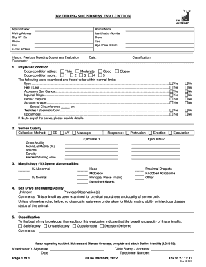 Breeding Soundness Evaluation Form