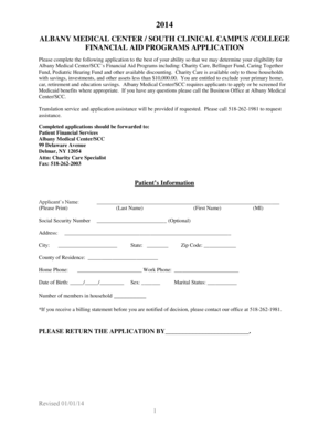 Albany Medical Center Financial Aid Application
