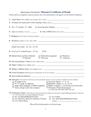 Missouri Certificate of Death