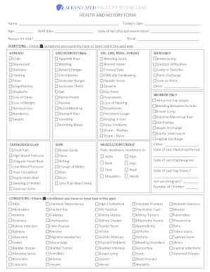 Health and History Form