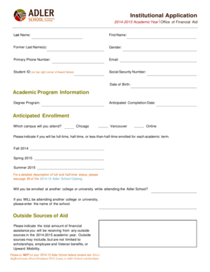 Institutional Application for Financial Aid