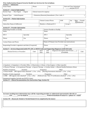 Prior Authorization Request Form for Health Care Services