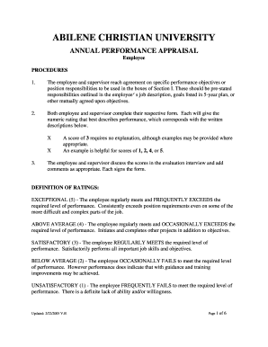 Abilene Christian University Annual Performance Appraisal