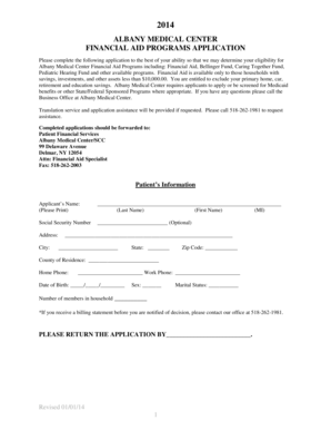 Albany Medical Center Financial Aid Application