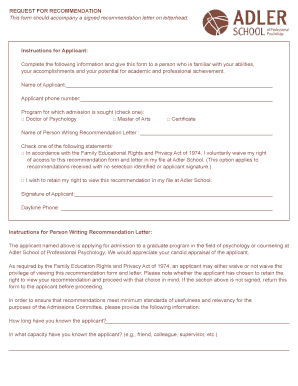 Request for Recommendation Form
