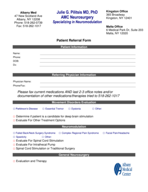 Patient Referral Form for Neuromodulation