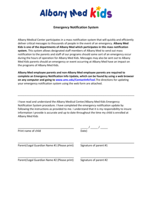 Albany Med Kids Emergency Notification Form