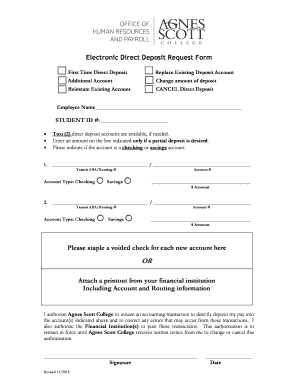 Electronic Direct Deposit Request Form