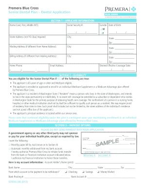 Senior Dental Plan Application