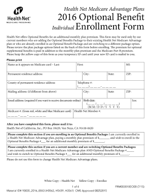 Health Net Medicare Advantage Optional Benefits Enrollment Form