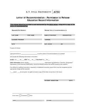 Letter of Recommendation Release Permission Form