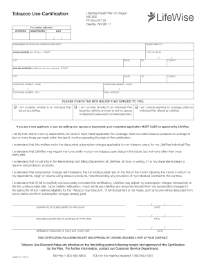 Tobacco Use Certification Form