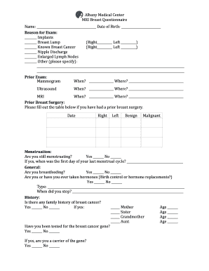 MRI Breast Questionnaire