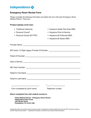 Emergency Room Review Form