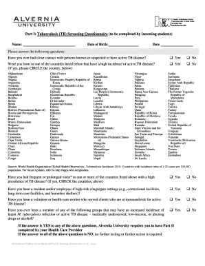 Tuberculosis Screening Questionnaire