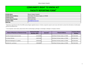 Louisiana Consumer's Right to Know Act Facility Reporting Form