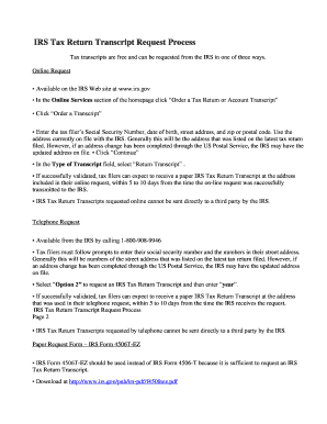 IRS Tax Return Transcript Request Process