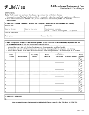 Oral Chemotherapy Reimbursement Form