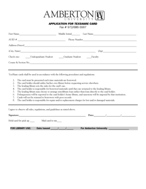 TexShare Card Application Form