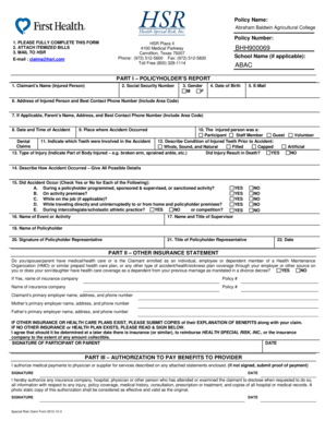 Special Risk Claim Form