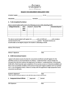 Request for Concurrent Enrollment Form