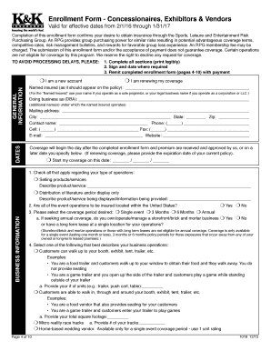 Concessionaires Exhibitors Vendors Insurance Enrollment Form