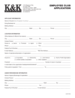 Employee Club Insurance Application