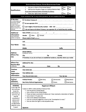 Iowa Voter Registration Form