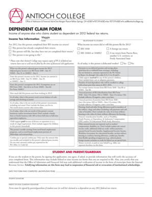 Dependent Claim Form