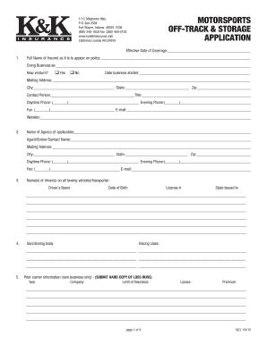 MotorSports Insurance Application