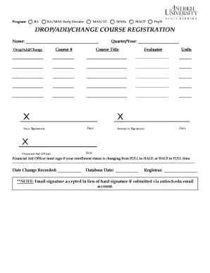 Course Registration Drop Add Change Form