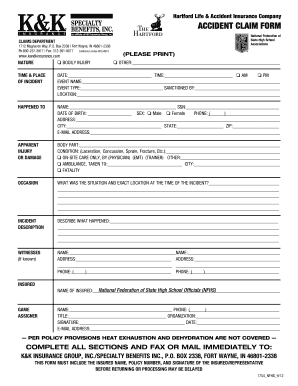 Participant Accident Medical Insurance Claim Form