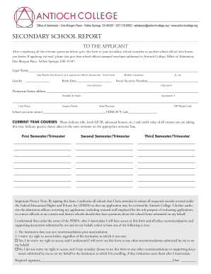 Secondary School Report for Antioch College