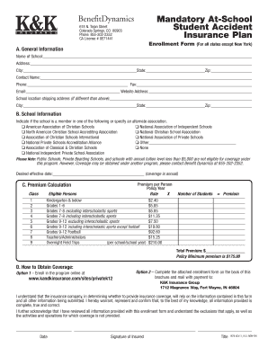 Mandatory At-School Student Accident Insurance Plan