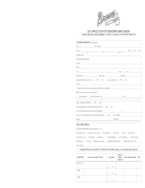 2014 Atlanta Braves Temporary Employment Application