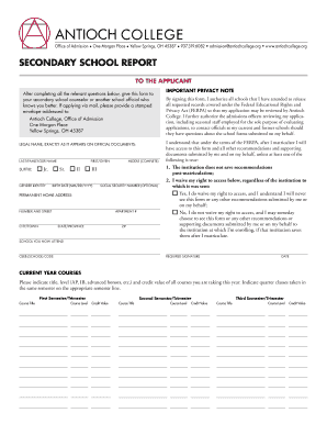 Secondary School Report for Antioch College