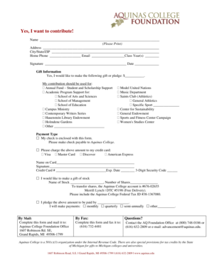 Aquinas College Donation Form
