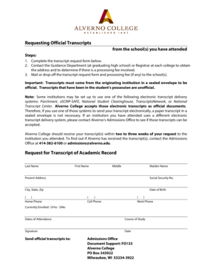 Transcript Request Form