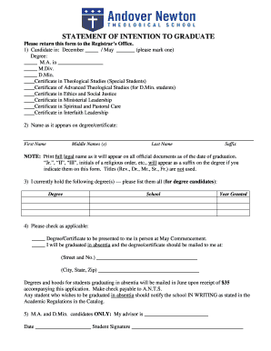 Statement of Intention to Graduate