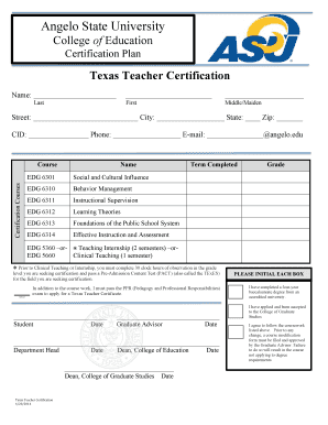 Texas Teacher Certification Plan