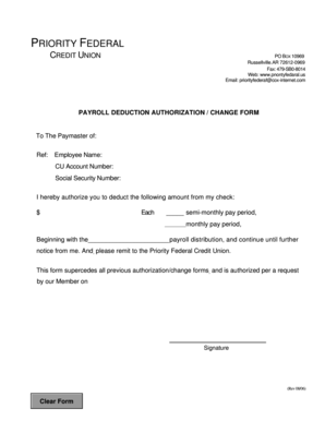 Payroll Deduction Authorization Form